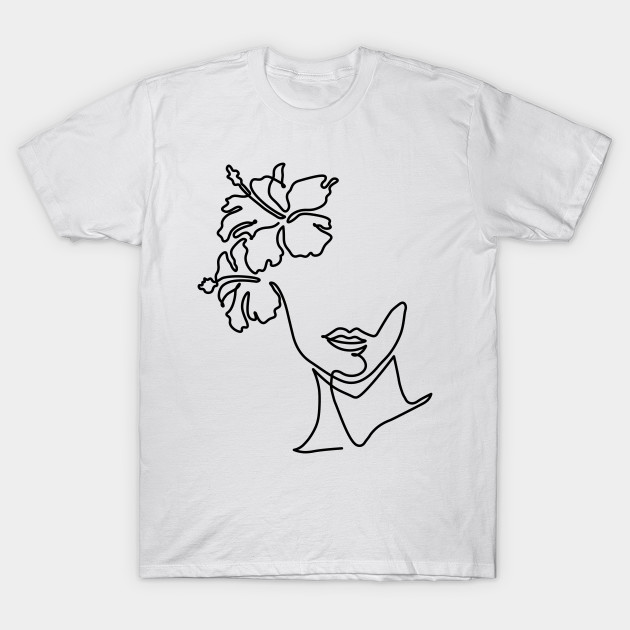 630x630 Hawaiian Woman Drawing In One Line - Line Drawing T Shirt