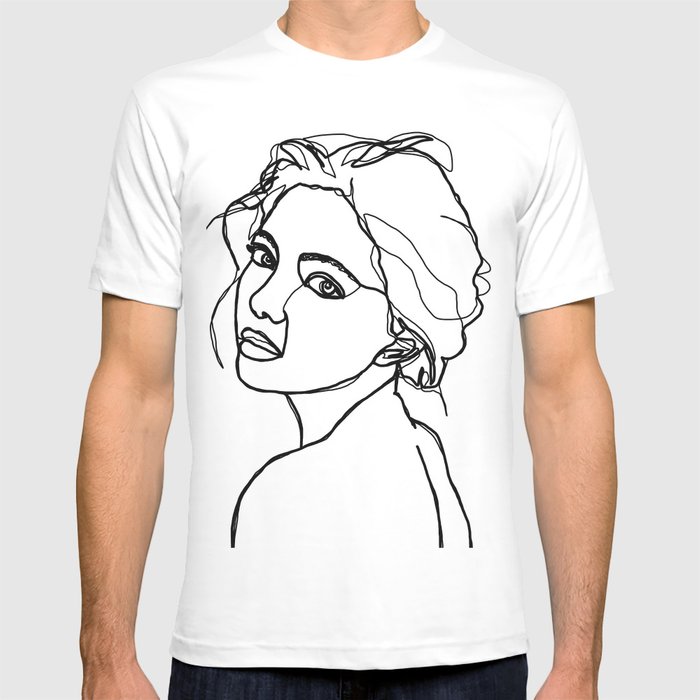 700x700 Woman's Face Line Drawing - Line Drawing T Shirt