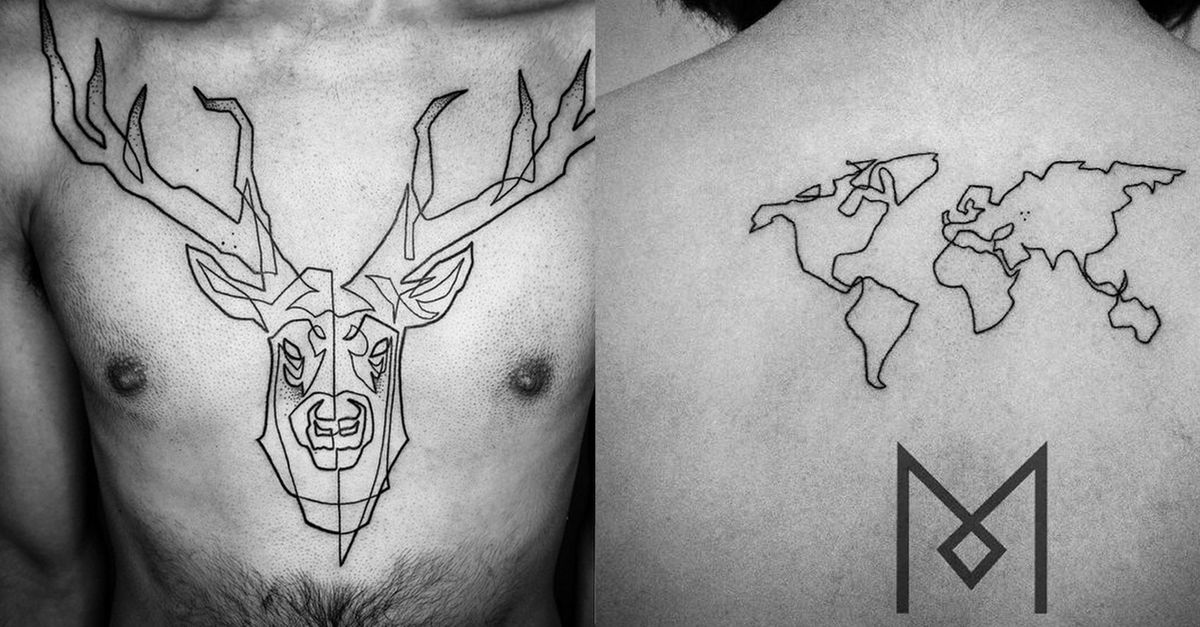 1200x627 Single Line Tattoos That Are Perfect For Minimalists - Line Drawing Tattoo