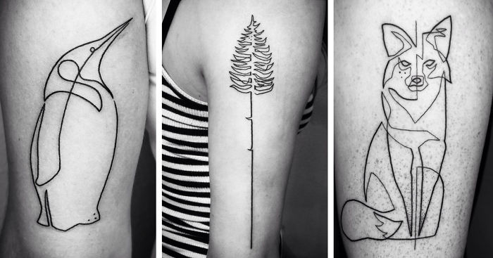 700x367 One Continuous Line Tattoos - Line Drawing Tattoo