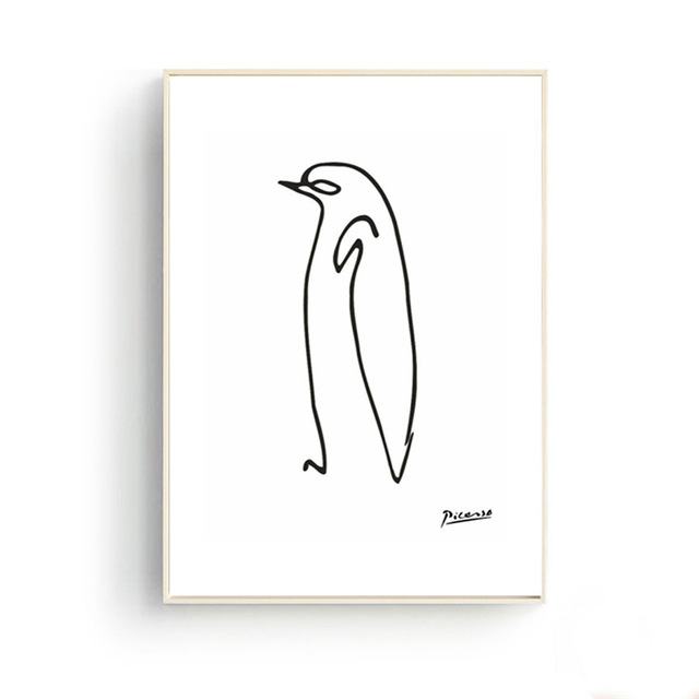 640x640 Canvas Art Print Poster Black And White Picasso Painting Line - Line Drawing Wall Art