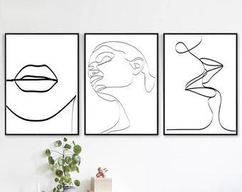340x270 Line Art Print Etsy - Line Drawing Wall Art