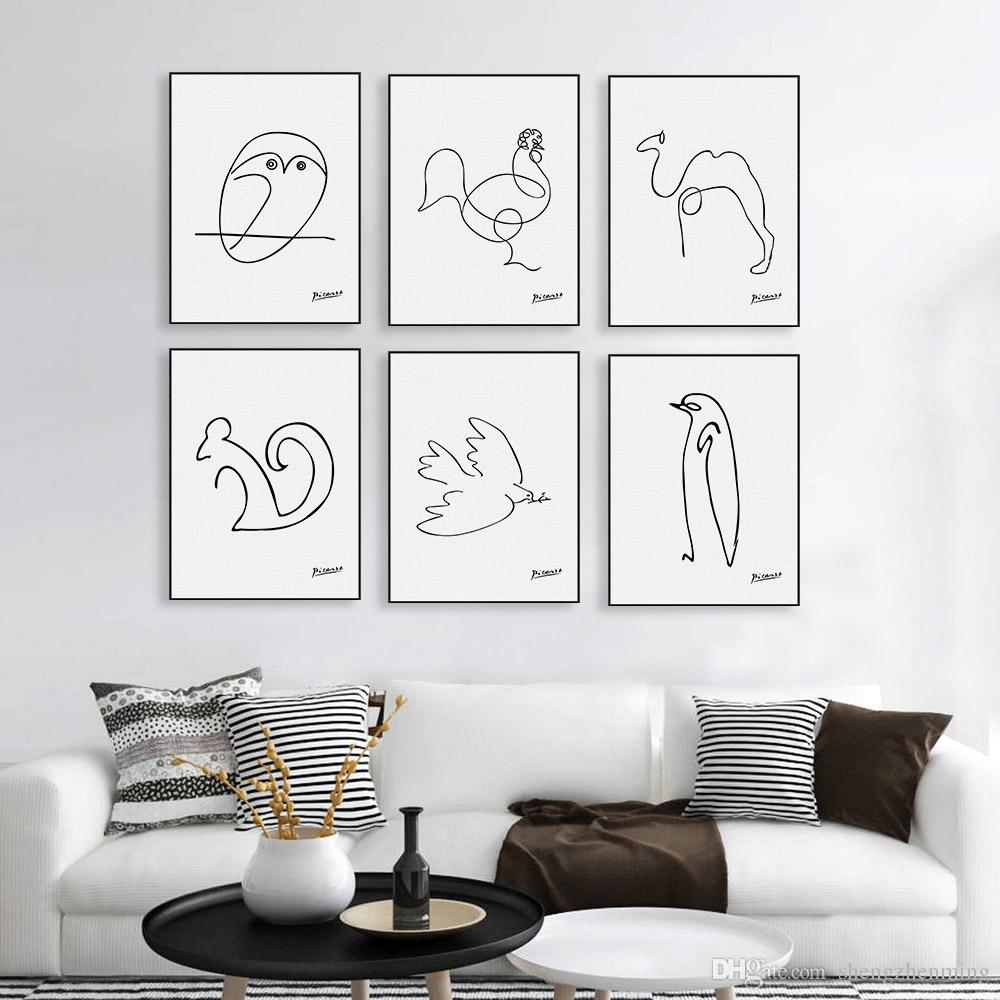 1000x1000 Modern Picasso Minimalist Abstract Line Drawing Canvas Art - Line Drawing Wall Art