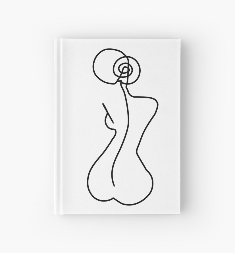 827x889 Woman Silhouette Drawing In One Line Hardcover Journals - Line Drawing Woman