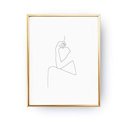 500x500 Sitting Woman Print, Woman Body, Minimal Art, One Line - Line Drawing Woman