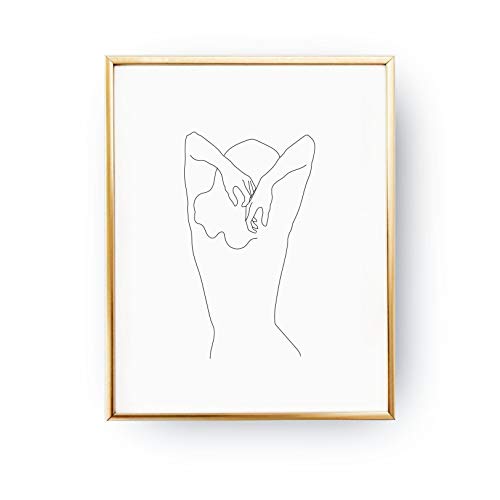 500x500 Woman Shoulders Print, Black And White, Single Line - Line Drawing Woman