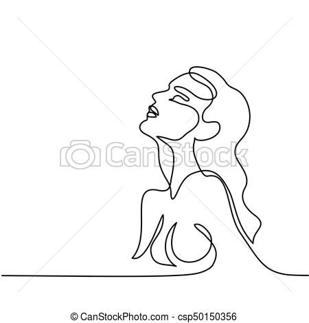 450x469 Continuous Line Drawing Abstract Portrait Of A Woman Side View - Line Drawing Woman