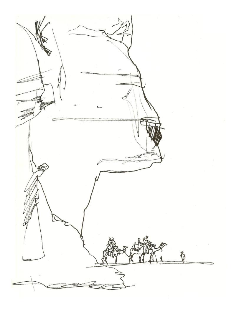 794x1059 Original Line Drawing Pen Ink Sketch People Riding Camels Etsy - Line Drawings Of People