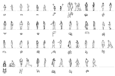 400x266 Revit People Line Art Familiy To Bring Scale And Realism To Your - Line Drawings Of People