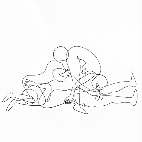 500x500 A Single Line Drawing Of People Playing The Telephone Game - Line Drawings Of People