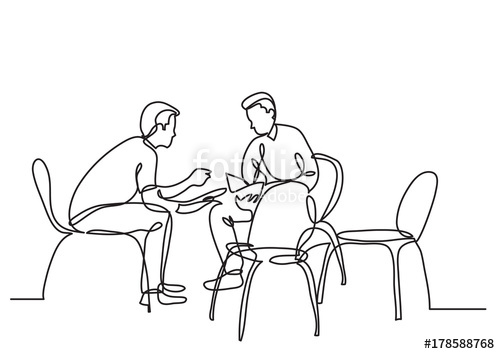 500x354 One Line Drawing Of Group Of Young People Talking Stock Image - Line Drawings Of People