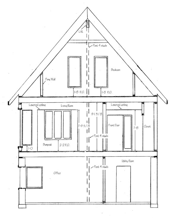 590x734 How To Draw House Cross Sections - Line House Drawing