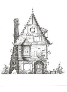 236x324 Old House Line Drawing - Line House Drawing