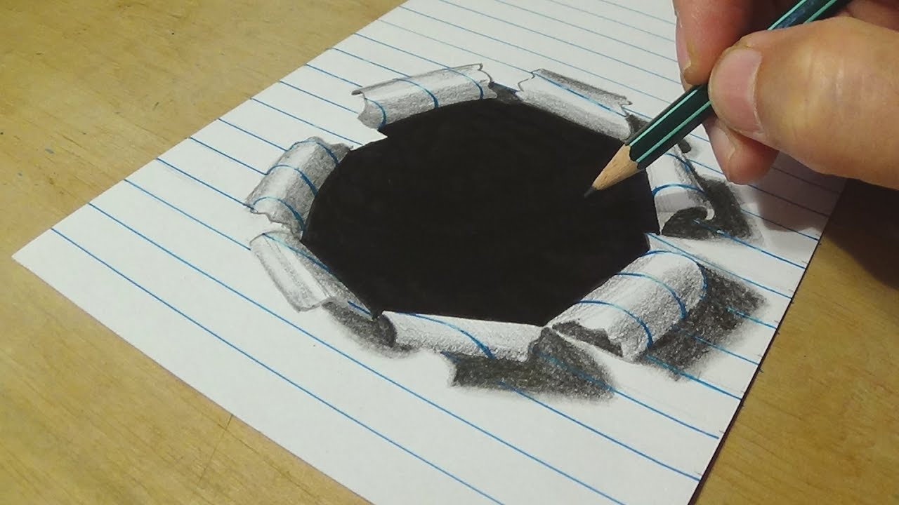 1280x720 How To Draw Hole Paper - Lined Paper Drawings