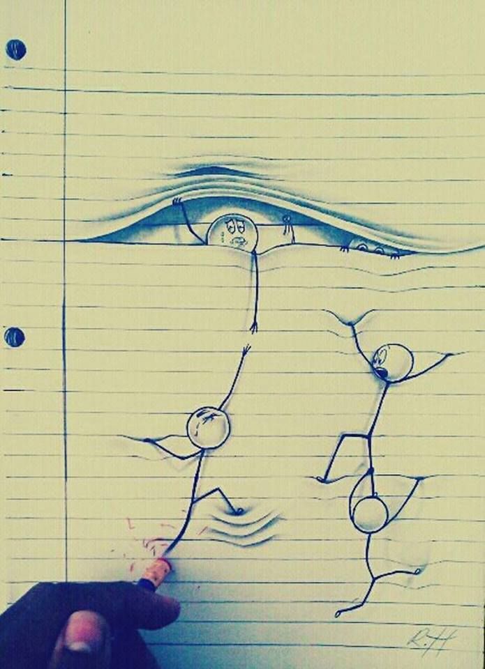 695x960 Optical Illusion Drawing On Lined Paper! - Lined Paper Drawings