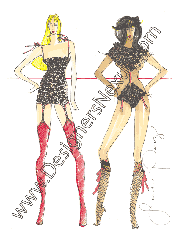 612x792 Freehand Illustration Fashion Drawing Lingerie - Lingerie Drawing