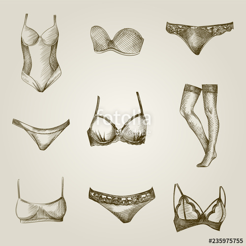 500x500 hand drawn woman's underwear sketches set collection of panties - Lingerie Drawing