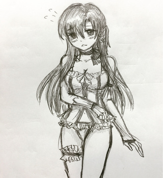 320x349 initially a quick break from studies! asuna's lingerie version - Lingerie Drawing