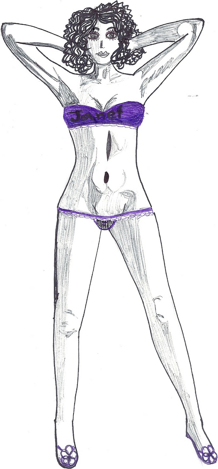 745x1600 paper doll eve fashion templates, janet paper doll, purple - Lingerie Drawing