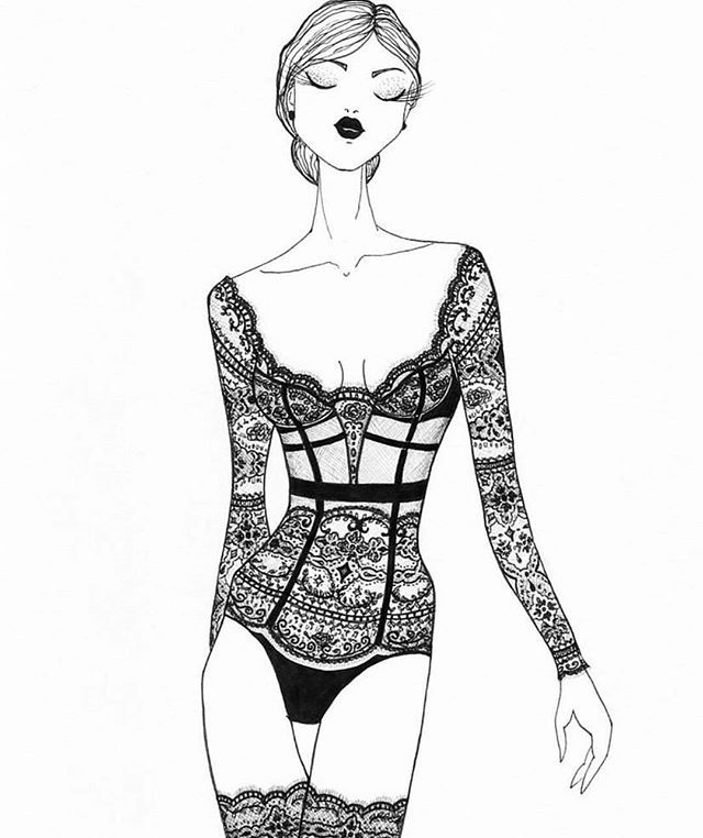 640x762 Corsetclub Lingerie Illustration Inspired - Lingerie Drawing