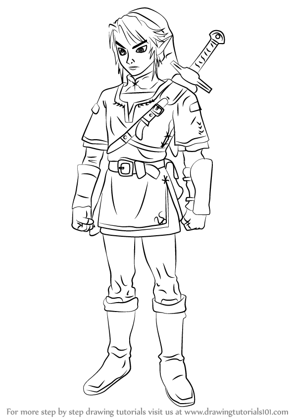 598x844 Learn How To Draw Link From The Legend Of Zelda - Link And Zelda Drawing