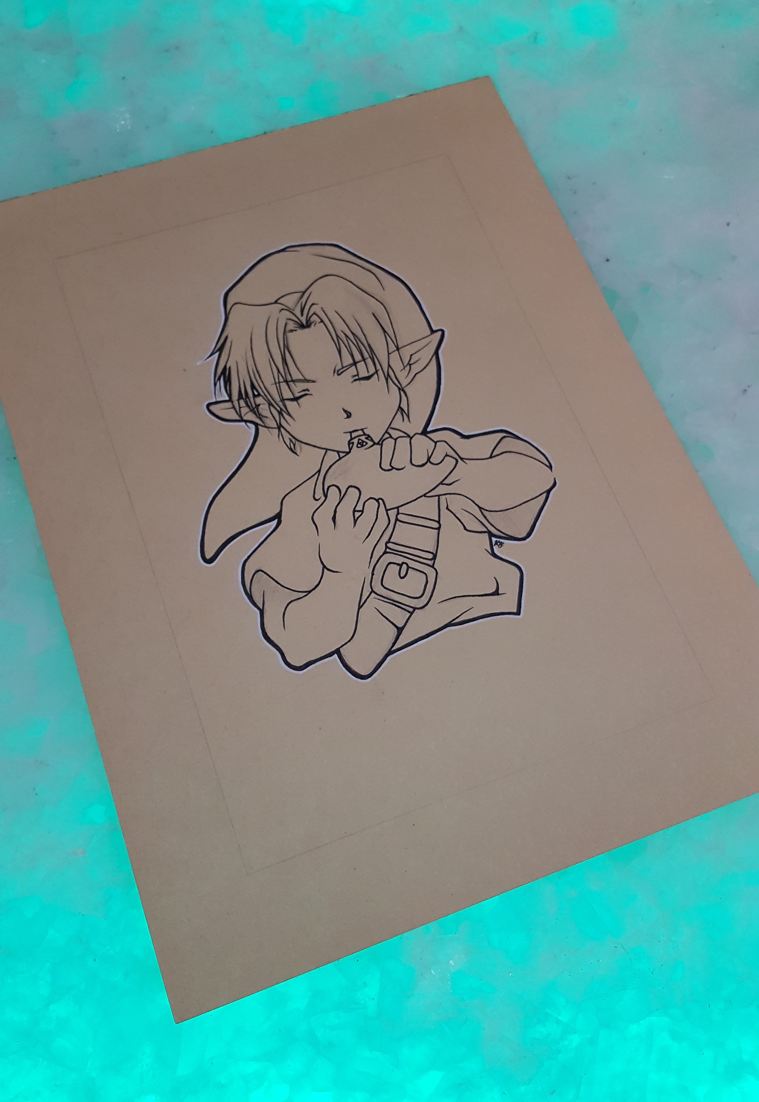 1493x2169 Link Ocarina - Link And Zelda Drawing