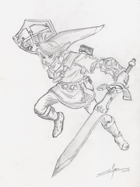 493x657 Link Drawing The Fantasy Forum - Link And Zelda Drawing