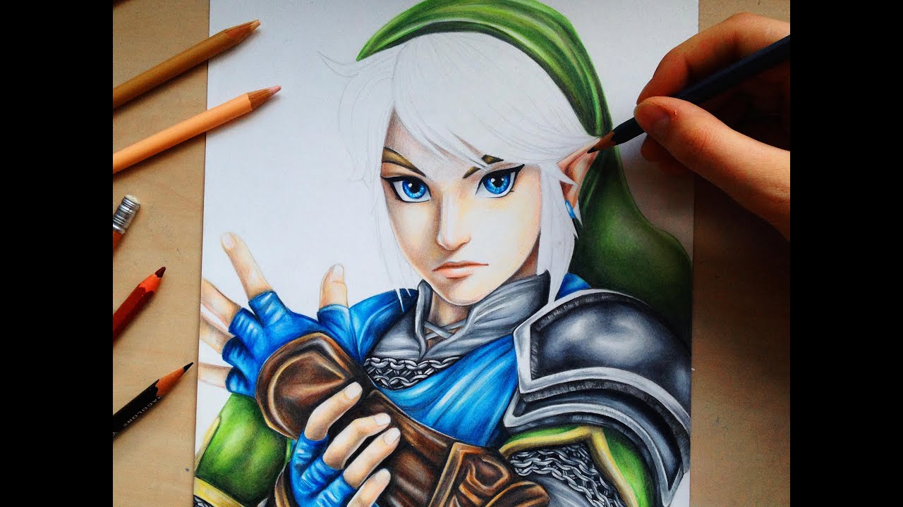 1280x720 Drawing Link From The Legend Of Zelda - Link And Zelda Drawing