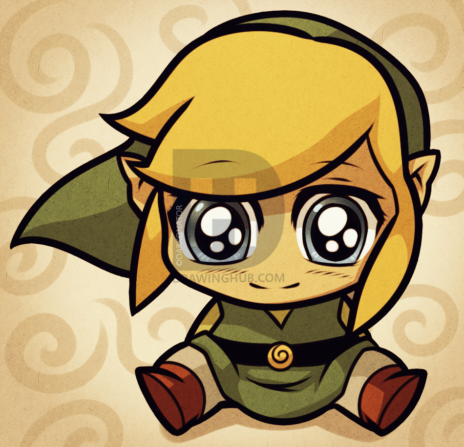 950x917 How To Draw Chibi Link From Legend Of Zelda, Step - Link And Zelda Drawing