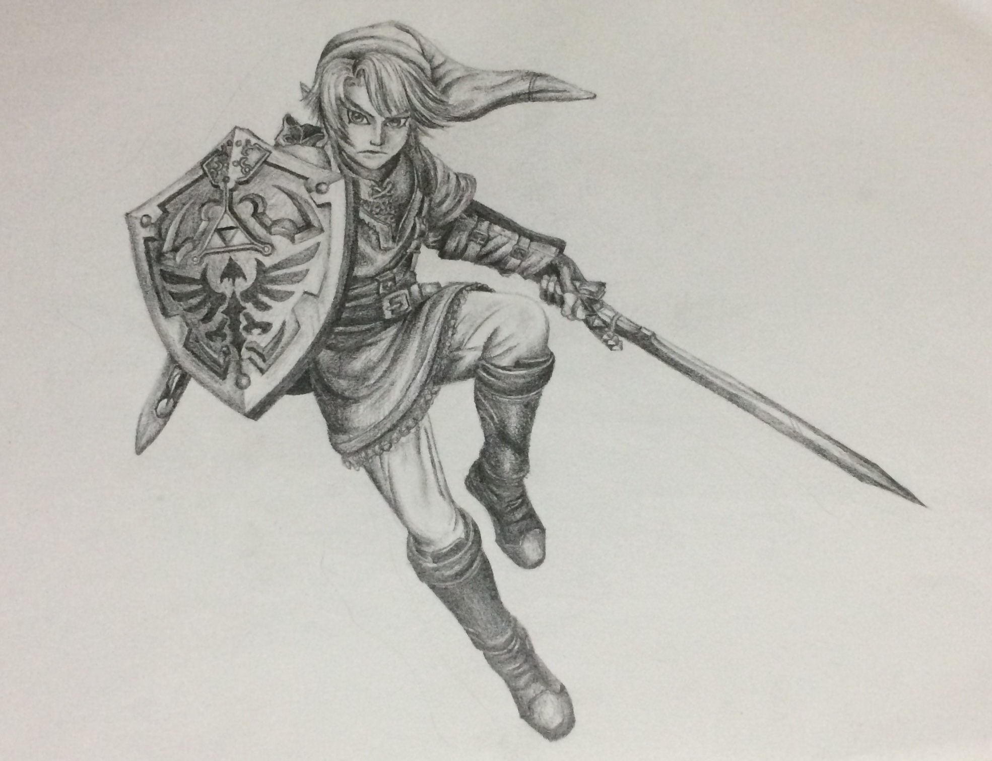 1969x1510 Twilight Princess' Link Graphite Drawing - Link Drawing