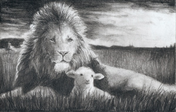 600x383 Winding Creek Art - Lion And Lamb Drawing