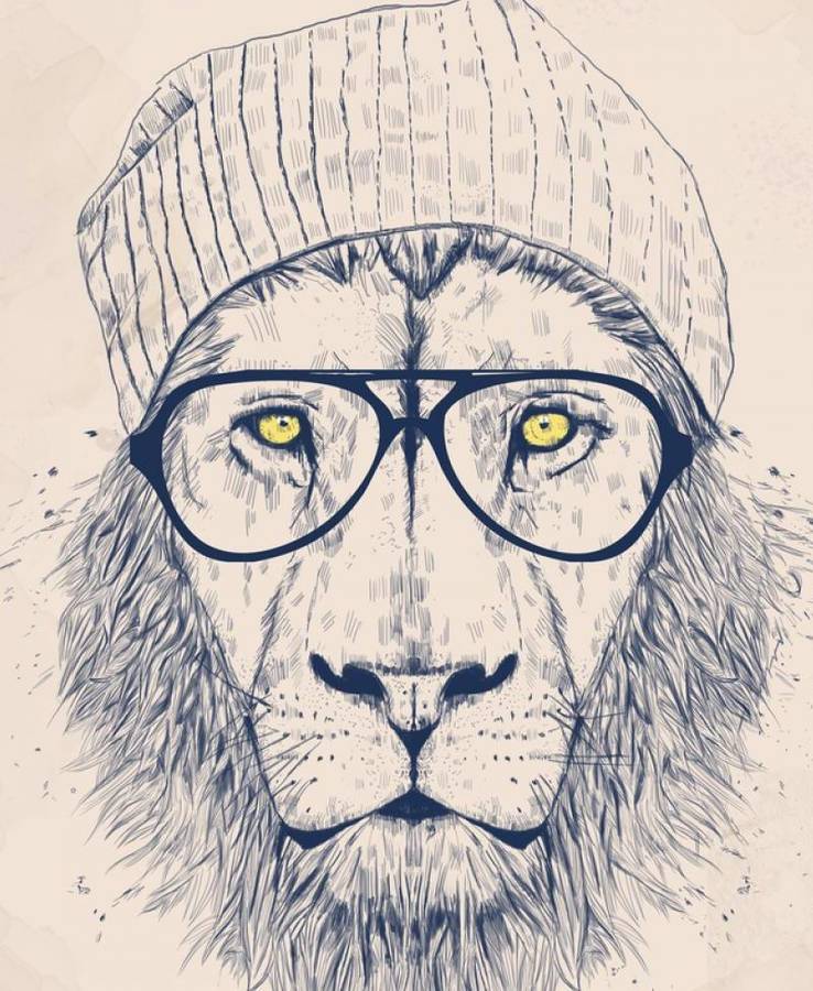 738x900 Cool Lion Art Print - Lion Art Drawing
