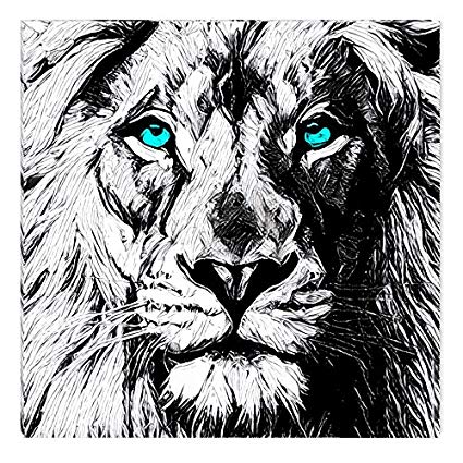 425x425 Inspirational Art Black And White Lion Draw Canvas - Lion Art Drawing