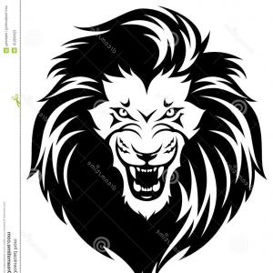 300x300 Roaring Lions Head Lion Black Illustration Isolated White - Lion Black And White Drawing