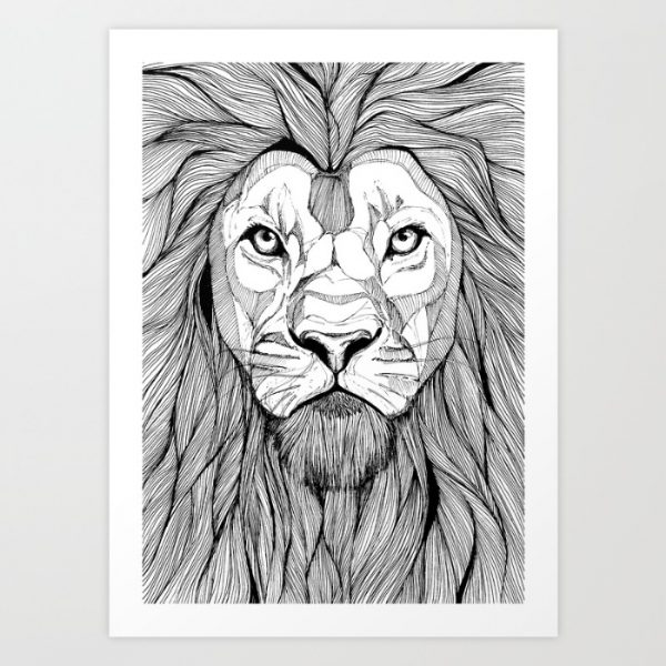 600x600 Amazing Art Prints Of Lions For Your Walls - Lion Black And White Drawing
