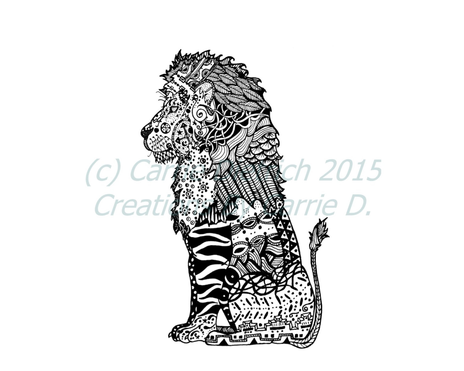 1500x1200 Art Black And White Art Pen And Ink Lion X Art Lion Etsy - Lion Black And White Drawing