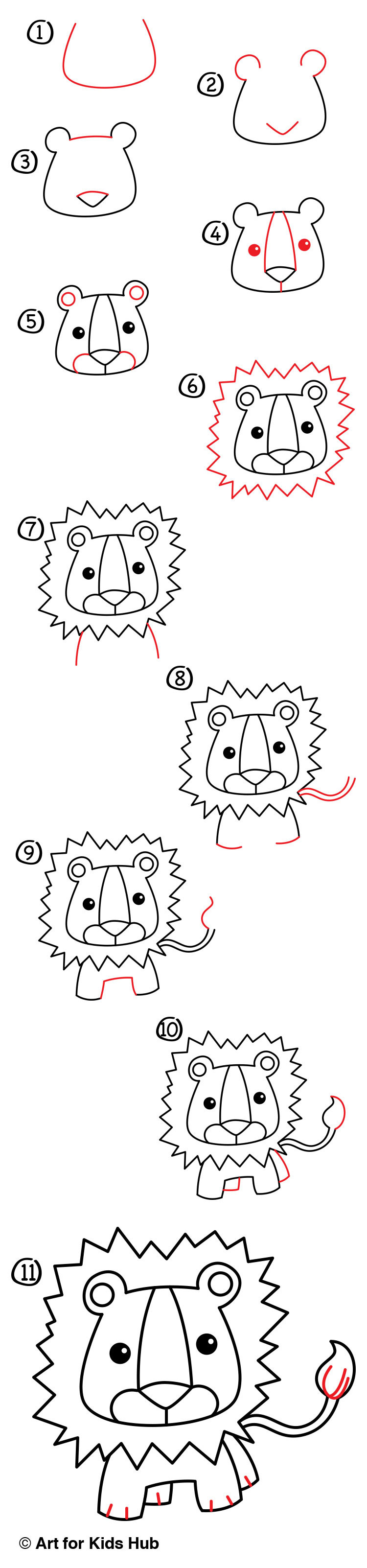 750x3203 How To Draw A Cartoon Lion - Lion Cartoon Drawing