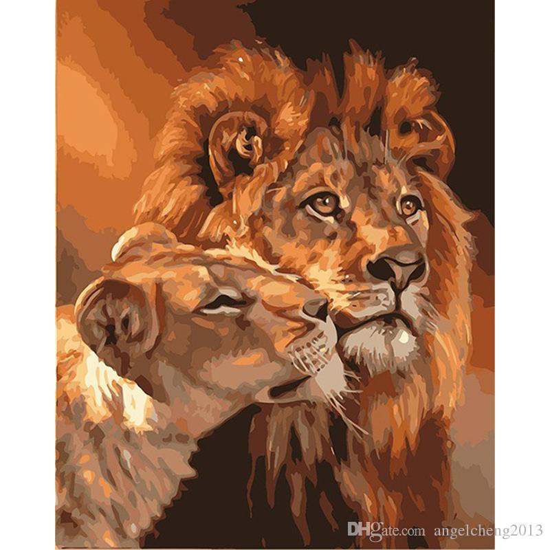 800x800 Lion Kings Diy Coloring Oil Painting Paint - Lion Color Drawing