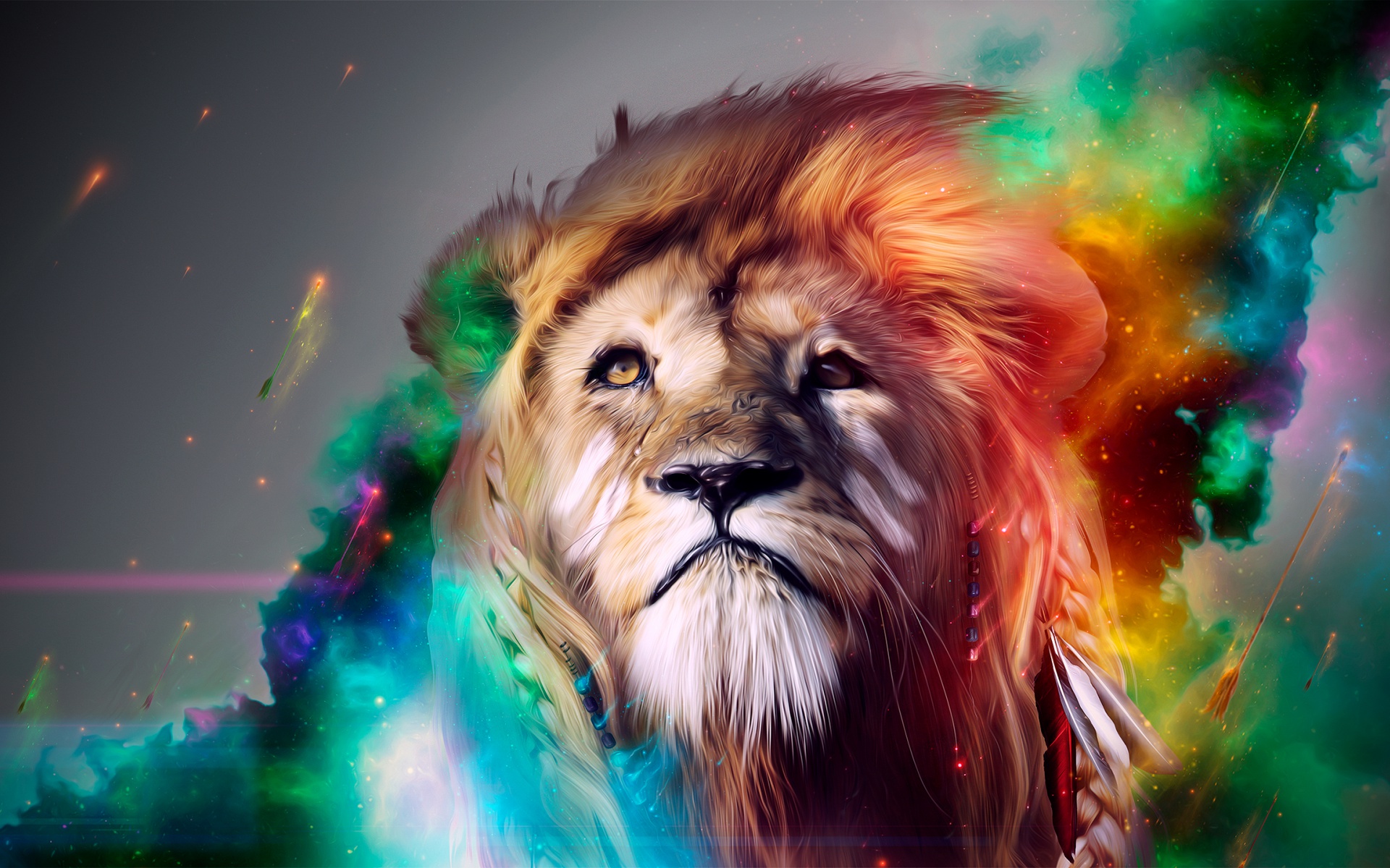 1920x1200 Lion Drawing Colo Hd Wallpaper, Background Images - Lion Color Drawing
