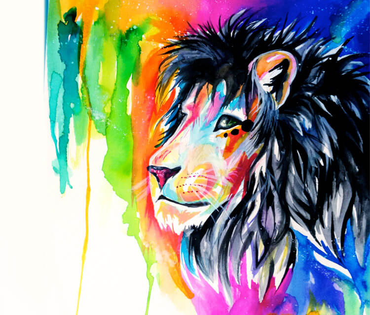 750x640 Rainbow Lion Color Drawing - Lion Color Drawing