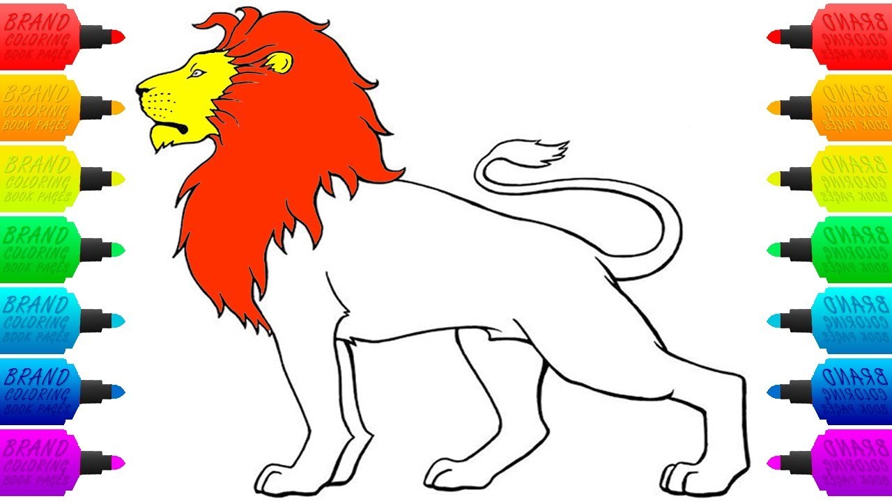 1280x720 How To Draw Lion Coloring Pages For Children Drawing - Lion Colour Drawing