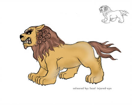 438x350 Lion Colour Sketch - Lion Colour Drawing