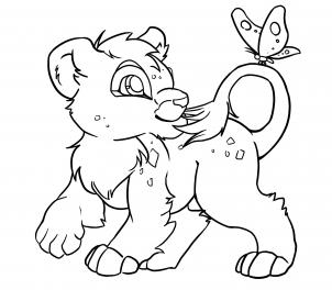 302x264 How To Draw Lion Cubs, Step - Lion Cub Drawing Easy