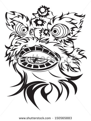 352x470 Chinese Lion Head Vector Images - Lion Dance Drawing