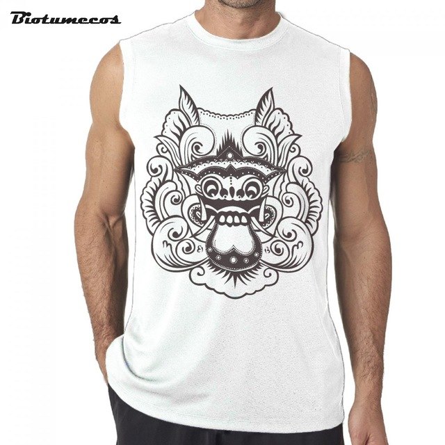640x640 Men Tank Tops Fashion Cotton Brand Sleeveless Undershirts - Lion Dance Drawing