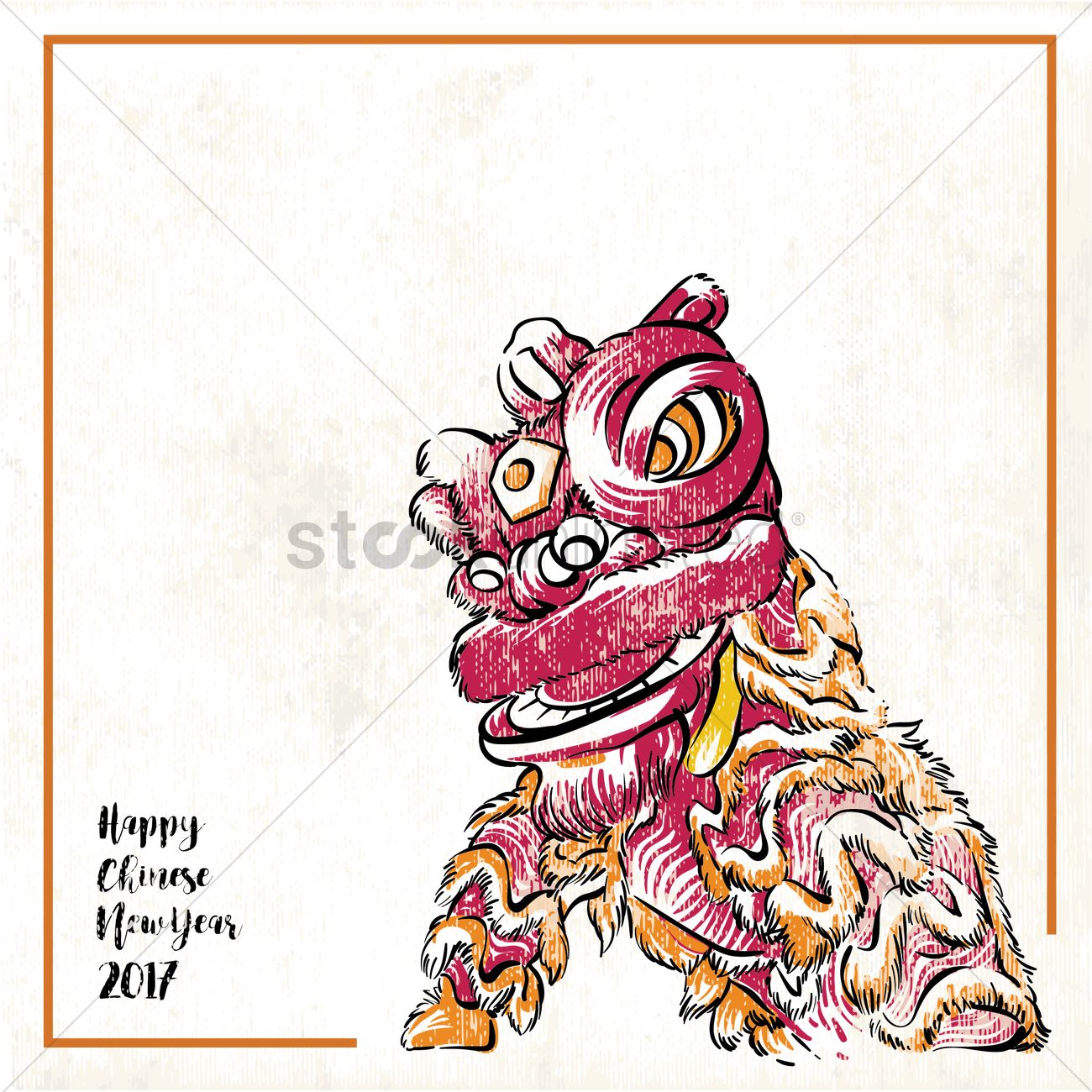 1300x1300 Chinese New Year Greeting With Lion Dance Vector Image - Lion Dance Drawing