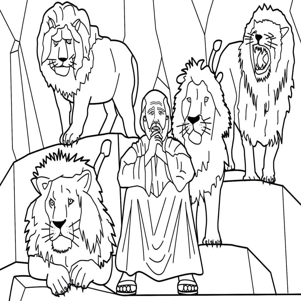 1024x1024 daniel in the lions den coloring - Lion Den Drawing