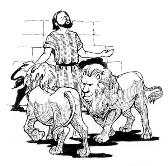540x534 daniel in the lion's den saint mary's press - Lion Den Drawing