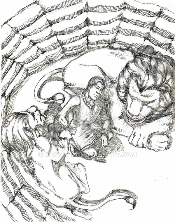600x764 daniel in the lion's den wip - Lion Den Drawing