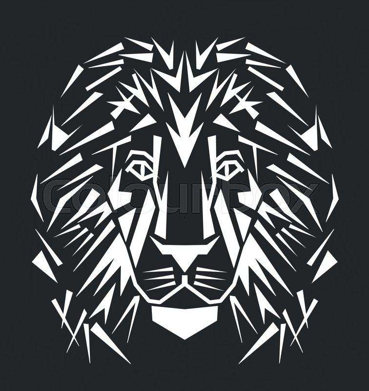 756x800 Line Art Hand Drawing White Lion Stock Vector Colourbox - Lion Drawing Black And White